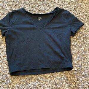 Wild Fable Black Cropped Fitted T-Shirt